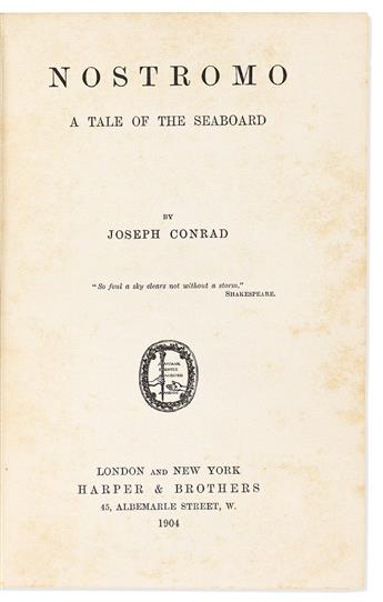 Conrad, Joseph (1857-1924) Nostromo: A Tale of the Seaboard.